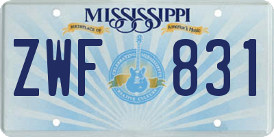 MS license plate ZWF831