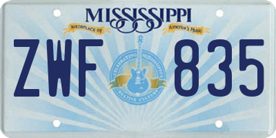 MS license plate ZWF835