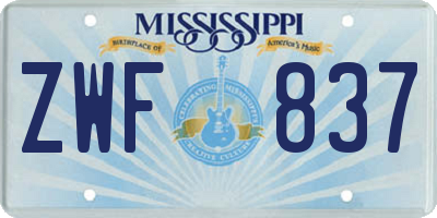 MS license plate ZWF837