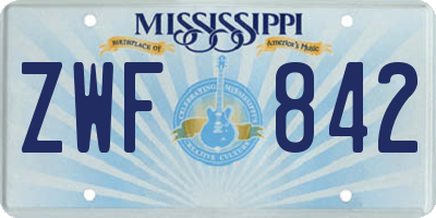 MS license plate ZWF842