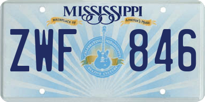 MS license plate ZWF846