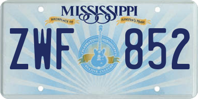 MS license plate ZWF852