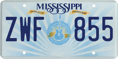 MS license plate ZWF855