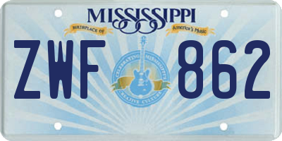 MS license plate ZWF862