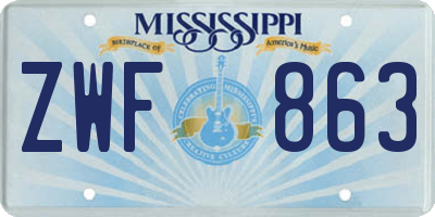 MS license plate ZWF863
