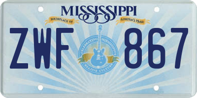 MS license plate ZWF867
