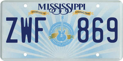 MS license plate ZWF869