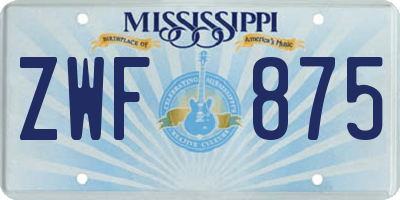 MS license plate ZWF875