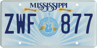 MS license plate ZWF877