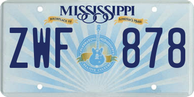 MS license plate ZWF878
