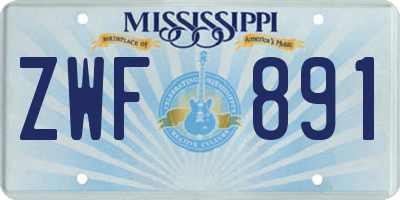 MS license plate ZWF891