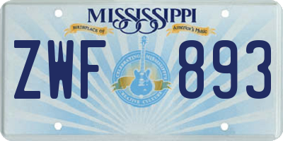 MS license plate ZWF893