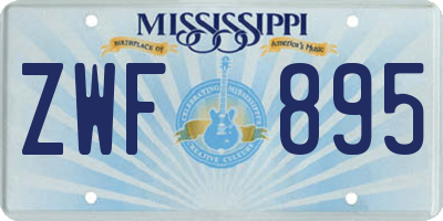 MS license plate ZWF895