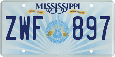 MS license plate ZWF897