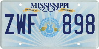 MS license plate ZWF898