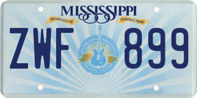 MS license plate ZWF899