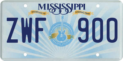 MS license plate ZWF900