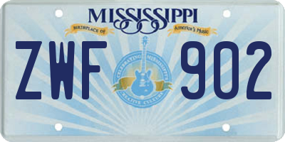 MS license plate ZWF902