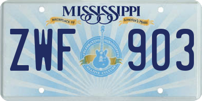 MS license plate ZWF903