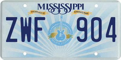 MS license plate ZWF904