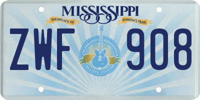 MS license plate ZWF908