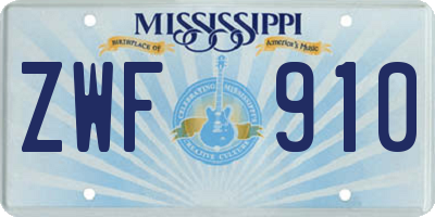 MS license plate ZWF910
