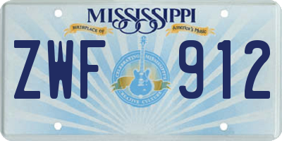 MS license plate ZWF912