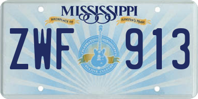 MS license plate ZWF913