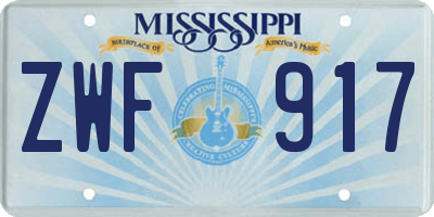 MS license plate ZWF917