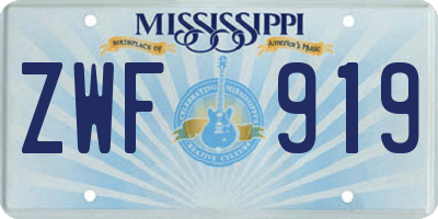 MS license plate ZWF919