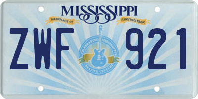 MS license plate ZWF921