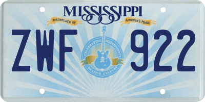 MS license plate ZWF922