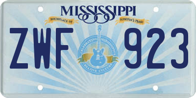 MS license plate ZWF923