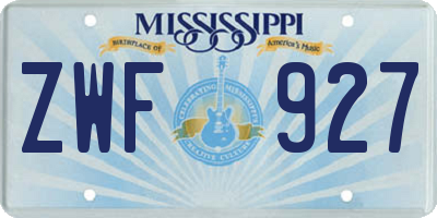 MS license plate ZWF927