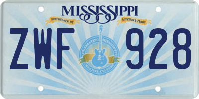 MS license plate ZWF928