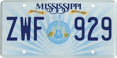 MS license plate ZWF929