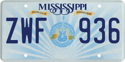 MS license plate ZWF936