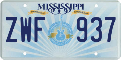 MS license plate ZWF937
