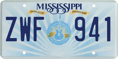 MS license plate ZWF941