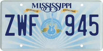 MS license plate ZWF945