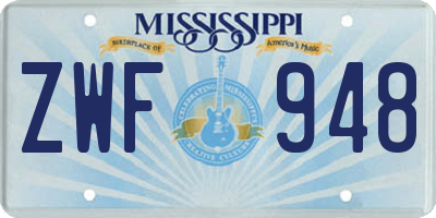 MS license plate ZWF948