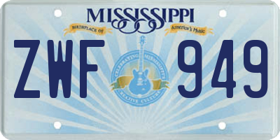MS license plate ZWF949