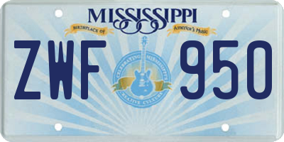 MS license plate ZWF950