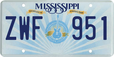 MS license plate ZWF951