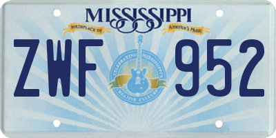 MS license plate ZWF952