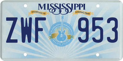 MS license plate ZWF953
