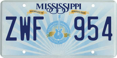 MS license plate ZWF954