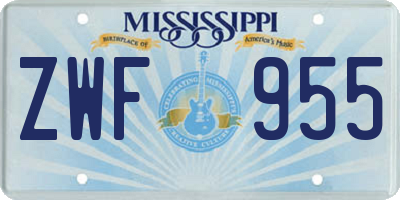 MS license plate ZWF955