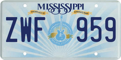 MS license plate ZWF959