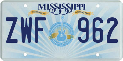 MS license plate ZWF962